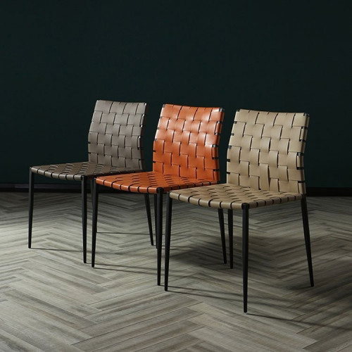 Stripe Leather Dining Chair