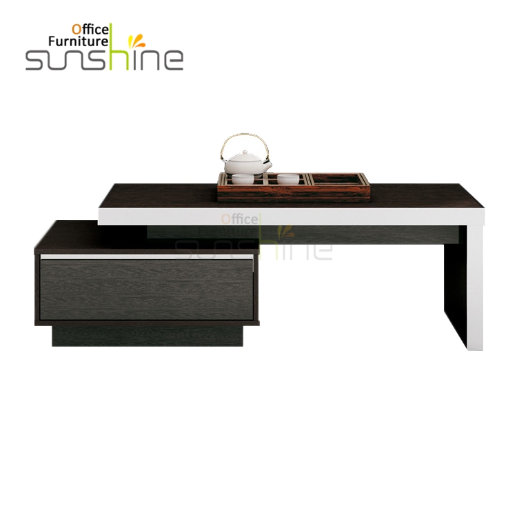 Nouveau design BS-C1460 50mm thk bureau avec bande de chant en aluminium table basse moderne en bois