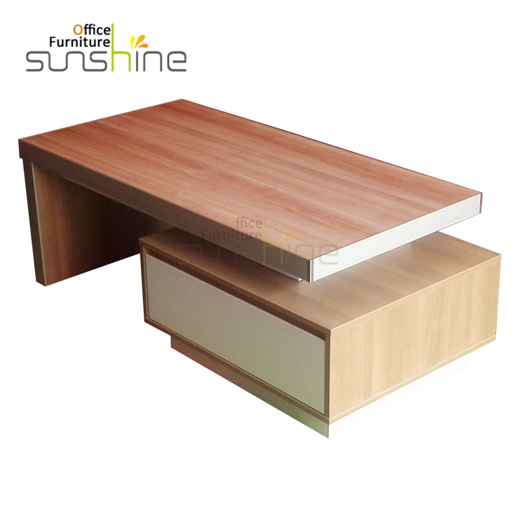 Nuevo diseño de escritorio BS-C1460 de 50 mm con mesa de centro moderna de madera con borde de aluminio