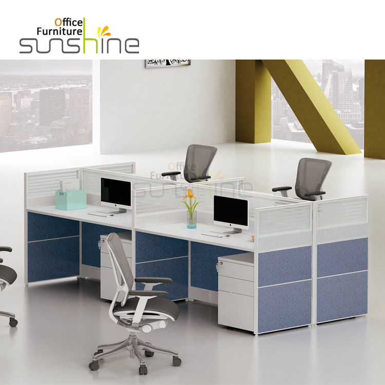 Modern melamine mdf office furniture set 4 person desk workstation YS-KU-W2812
