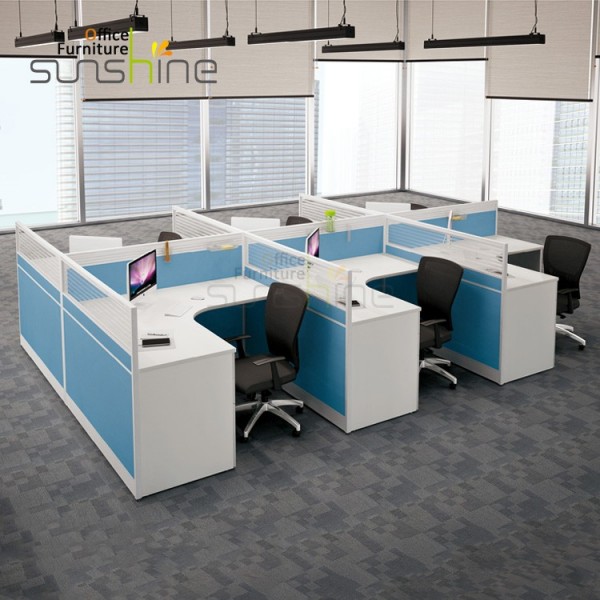 KU-TK6+K3-6 T Shape Partition Workstation For 6 Seats