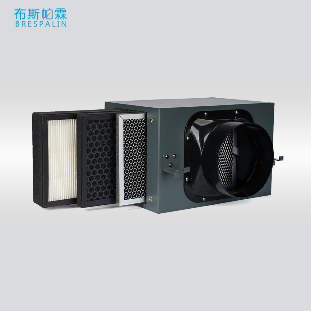 Caja purificadora de aire de 4 pulgadas con filtros primarios, de carbón activado y HEPA