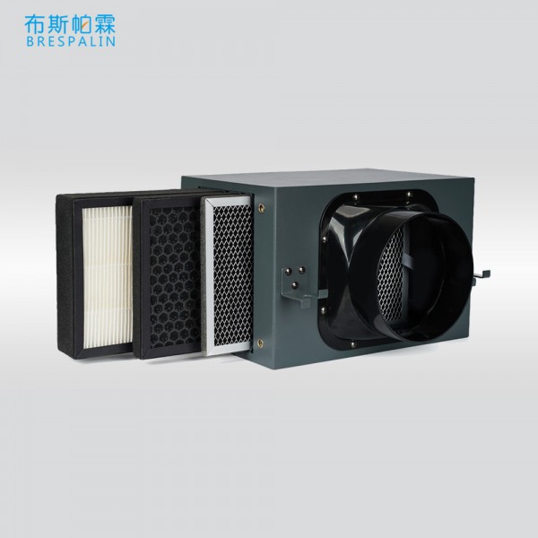 Caja purificadora de aire de 4 pulgadas con filtros primarios, de carbón activado y HEPA