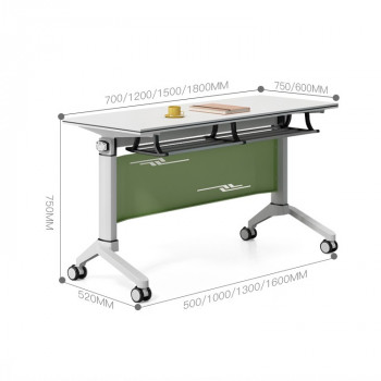 Movable Training Desk Office Activity Table Writing Study Folding Table with Storage Layer Computer 