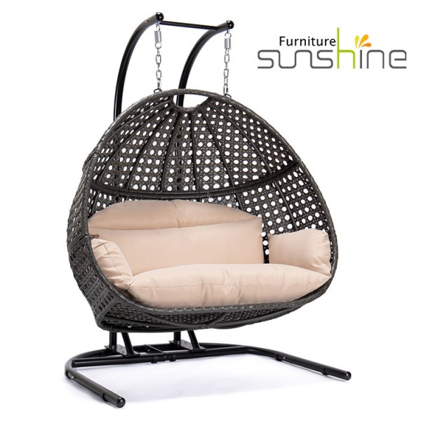 High Quality Modern Rattan Patio Swing Chair Outdoor Furniture Series Single Swing Chair With Stand