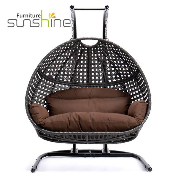 Modern Outdoor Steel Wicker Hanging Chair China Factory Patio Swings Egg Chair