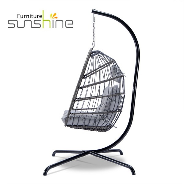 Outdoor Fashion Hammock Foldable Egg Chair Swing Wicker Rattan Patio Swing Chair Basket Design