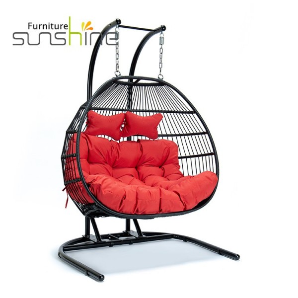 Most Popular Double Seat Swing Chair Foldable Patio Swings Egg Chair For Outdoor Hotel Balcony Furni