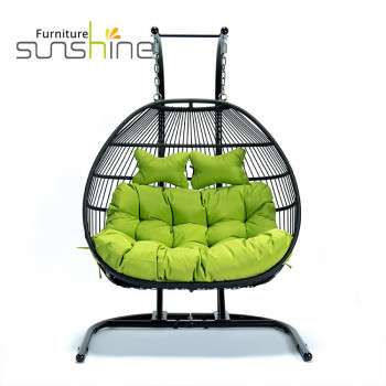U-shaped ฐานเชือกทอ Pe หวายหวายแขวน Swing เก้าอี้ไข่ Garden Double Seat Hammock เก้าอี้ W