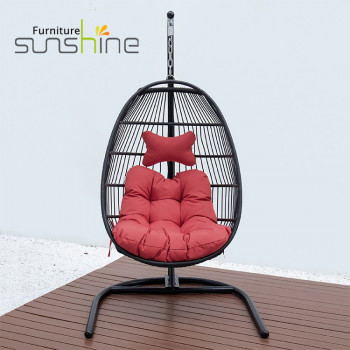 Nuovo design Patio Egg Altalene Corda da giardino Pieghevole a forma di U Patio Hanging Chair Mobili da esterno