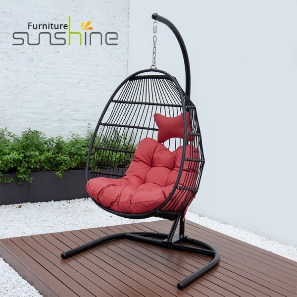 New Design Patio Egg Swings Garden Rope Folding U Shaped Patio Hanging Chair Outdoor Furniture