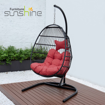 Nuovo design Patio Egg Altalene Corda da giardino Pieghevole a forma di U Patio Hanging Chair Mobili da esterno