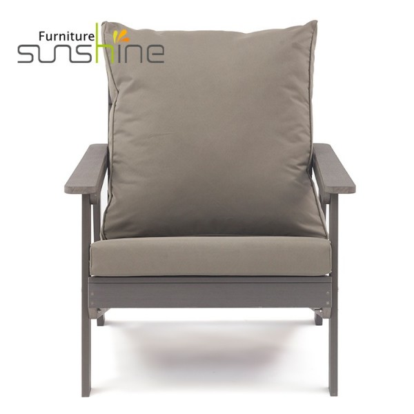 Modern Outdoor Sofas Garden Lounge Set Waterproof Plastic Wood Chair With Cushion Garden Furniture