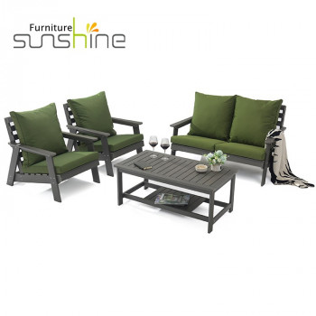 Sofá de jardín al aire libre Morden resistente al agua, muebles de teca, sillón con cojín, plástico, madera, así