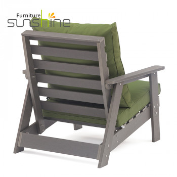 Sofá de jardín al aire libre Morden resistente al agua, muebles de teca, sillón con cojín, plástico, madera, así
