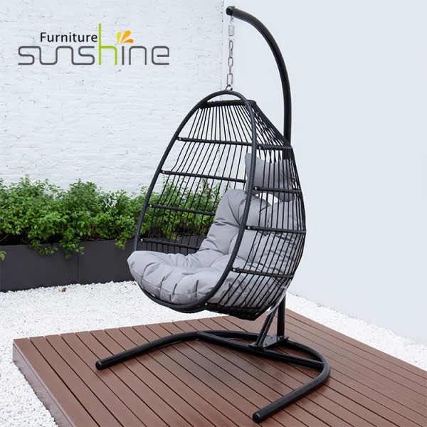 Cadeira suspensa popular de balanço de vime para jardim ao ar livre com suporte