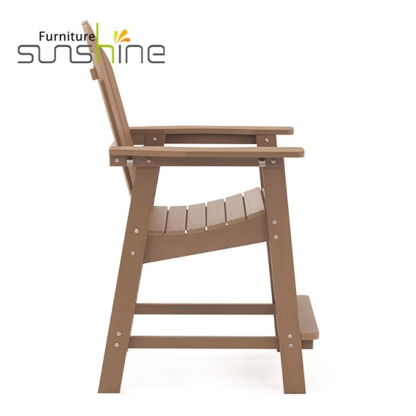 Nueva silla de playa para patio al aire libre de alta calidad, silla de madera de plástico para jardín, silla para restaurante y cafetería