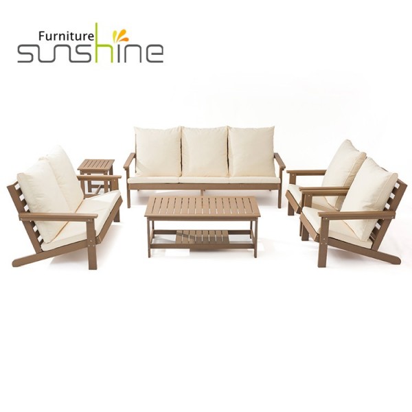 Conjunto de sofá para sofá ao ar livre de plástico de fábrica novo design conjunto de sofá ao ar livre para todos os climas jardim lounge