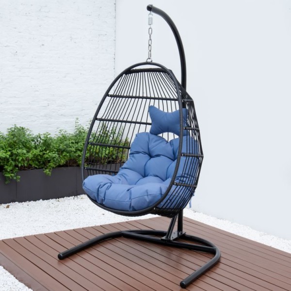 새로운 디자인 파티오 계란 그네 정원 로프 접는 U 자형 파티오 교수형 의자 야외 가구