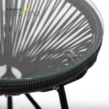 Schwarze Rattan-Bistro-Stühle, ovales Gewebe, Acapulco-Kunststoff-Rattan-Gartenstühle und -Tisch für den Außenbereich