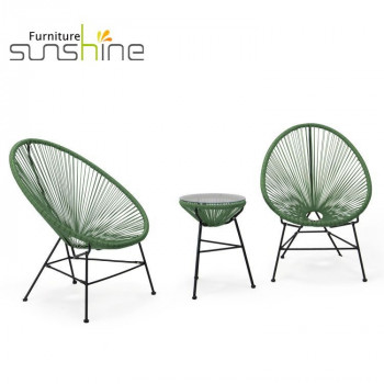 Bingkai Kursi Tali Rotan Berwarna-warni yang Disesuaikan, Taman Luar Ruangan Oval Weave Acapulco Wicker Chairs