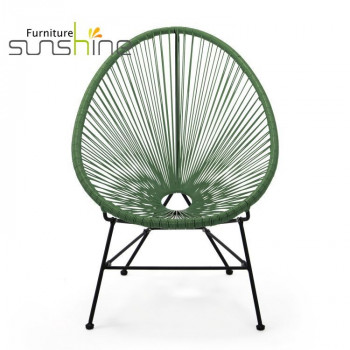 Bingkai Kursi Tali Rotan Berwarna-warni yang Disesuaikan, Taman Luar Ruangan Oval Weave Acapulco Wicker Chairs