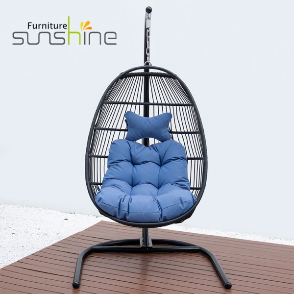 كرسي أرجوحة على شكل بيضة واحدة سهل التجميع كرسي معلق قابل للطي للخارجية