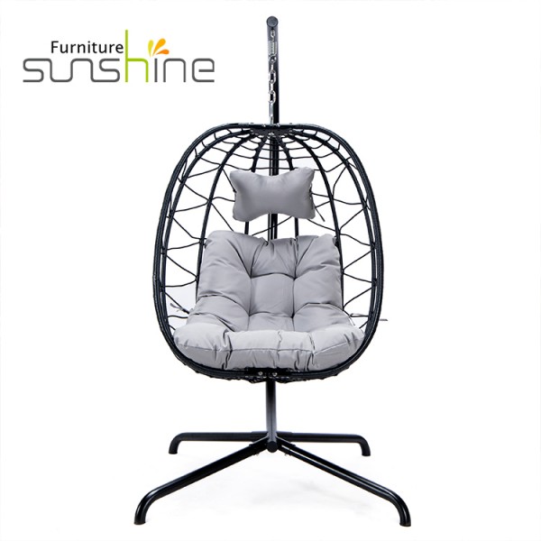 Rope Outdoor Garden Single Seat Hanging Egg Chair Pe Swing Chair In Norway