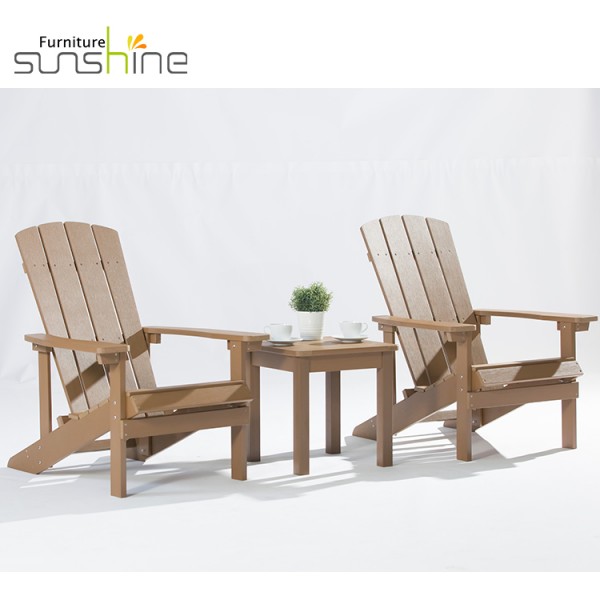Outdoor Waterproof Folding Adirondack Chair Plastic Wooden Sun Deck Chair For Garden Leisure