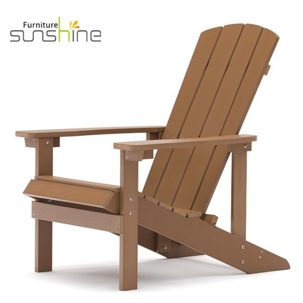 Outdoor Waterproof Folding Adirondack Chair Plastic Wooden Sun Deck Chair For Garden Leisure