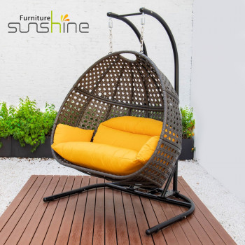 Silla de columpio para interiores y exteriores moderna personalizada, columpio de doble soporte para adultos, Loveseat de columpio de cerdo con suave C