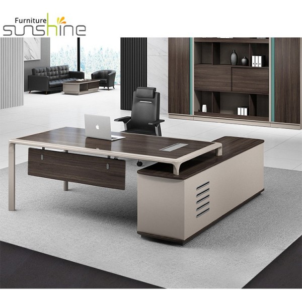 Bureau haut de gamme moderne pour ordinateur portable de bureau de meubles de bureau avec la conception en forme de L de stockage