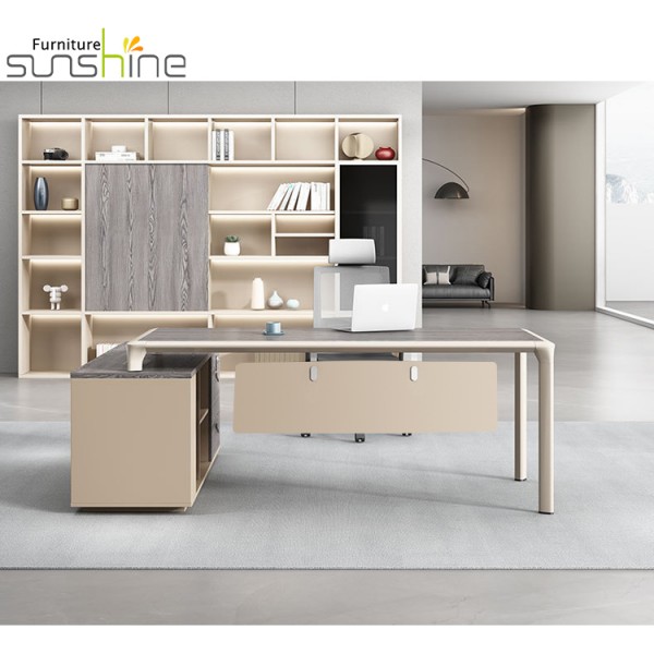 New Design Humanized Baffle Design Office Furniture Arc Collision Corner Office Desk Ceo Executive D