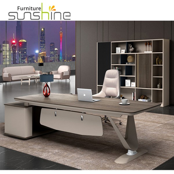 Luxe Commercieel Meubilair Bureau Serie Van E1 Melamine Paneel Executive Houten Bureau Met V-sha