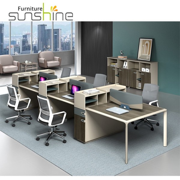 طاولة مكتب حديثة ذات مخطط مفتوح مكون من 4 أشخاص أثاث محطة عمل للمقعد لمكتب الموظفين