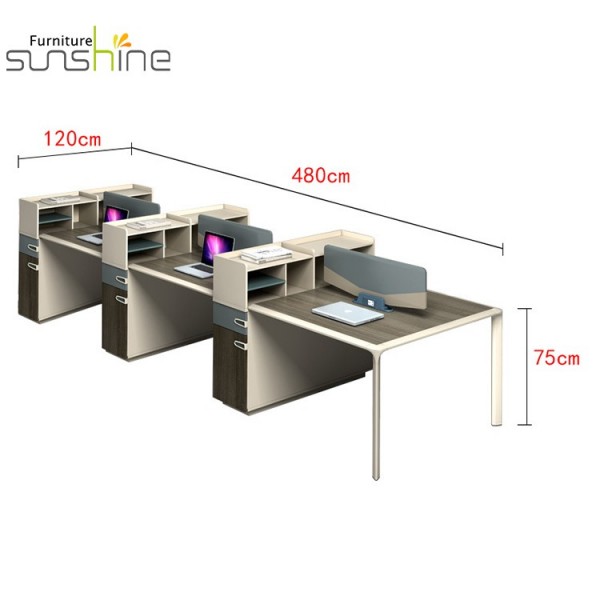 4 Cluster Working Cubicle Table Face To Face Office Table Work Station Staff Table