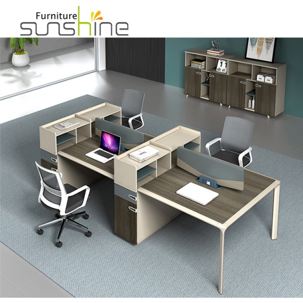 4 Cluster Working Cubicle Table Face To Face Office Table Work Station Staff Table
