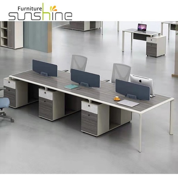Mobiliário Sunshine Mesa de Escritório Estações de Trabalho Econômicas Personalizadas em Mesas de Escritório Mobília de Escritório de 4 Lugares