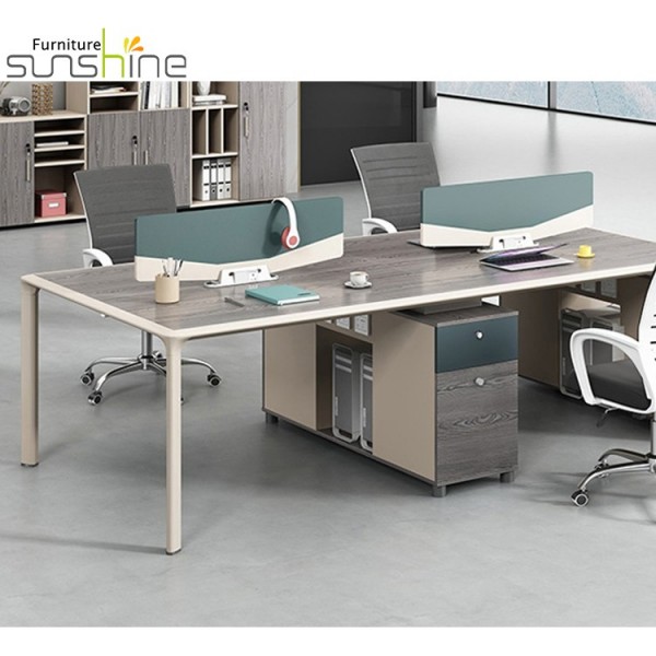 Office Cubicle Combined Desk Staff Workstation 4 Person Wooden Desk Office