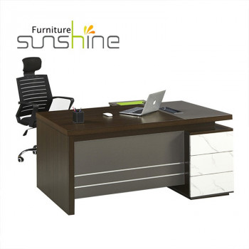 High-End-Büro-Schreibtisch Massivholz-Executive-Boss-Büro-Schreibtisch mit vergrößerten Schubladen