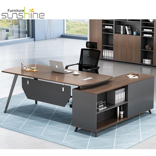 Commerciële Stijl Eersteklas Kantoormeubilair Executive Tafel Melamine L Vorm Modern Design Bureau