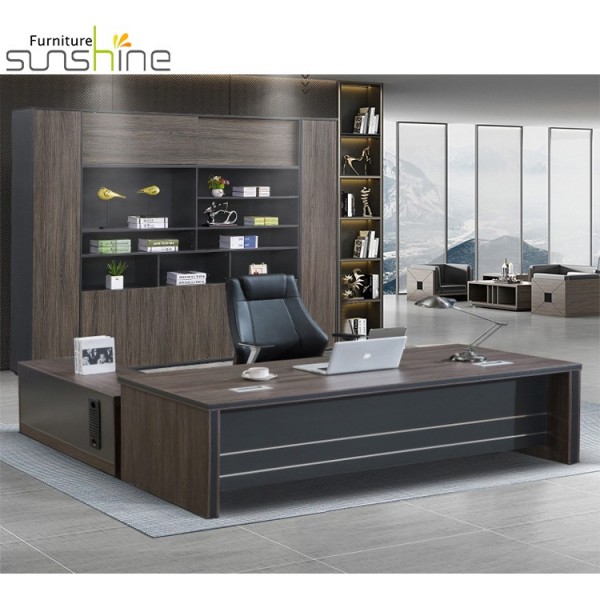 High Durable Executive Wooden Office Computer Desk Mdf Melamine L Shaped General Manager Table