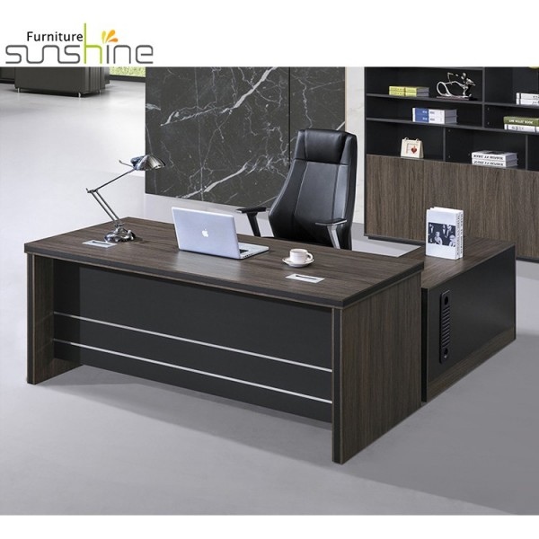 High Durable Executive Wooden Office Computer Desk Mdf Melamine L Shaped General Manager Table