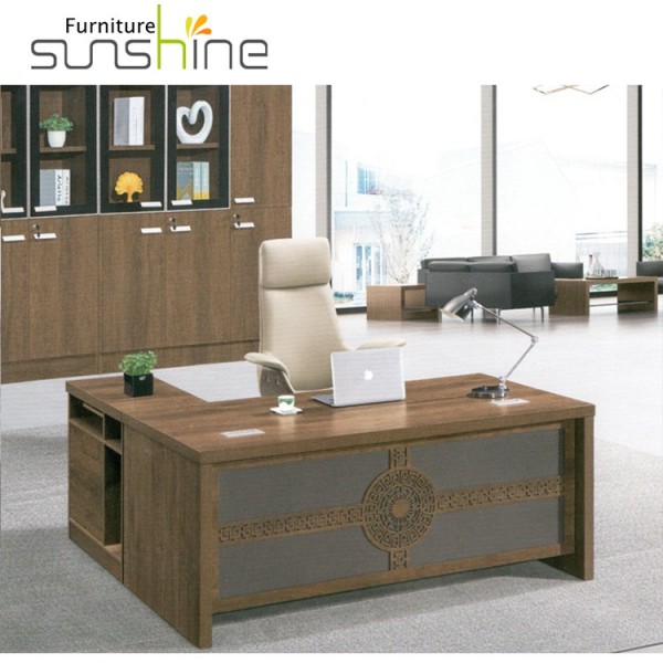Solid Wooden Office Table Hand-carved Patterns Design Modern Manager Executive Office Desk