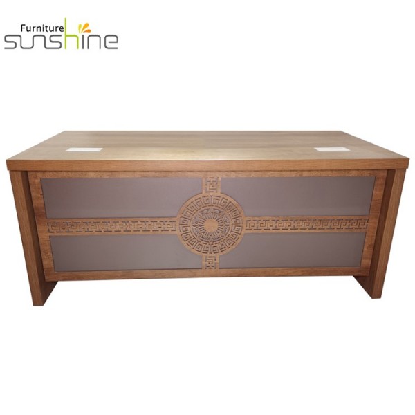 Guangzhou Melamine Kantoormeubilair Nieuwste Hoge Kwaliteit Houten Bureau L-vormige Luxe Boss Desk