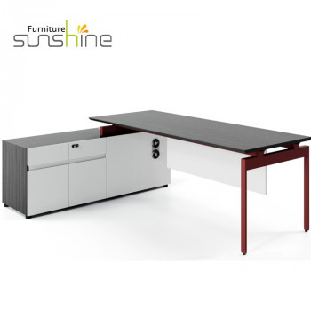 เฟอร์นิเจอร์สำนักงานรูปตัว L Modern Mfc Office Table โต๊ะผู้บริหารพร้อมตู้แขวน