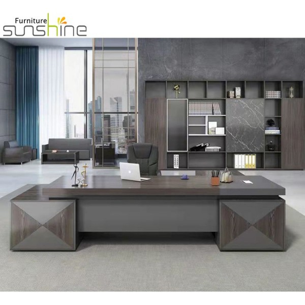 Modern Office Table Series Popular Luxury L Shape Ceo Desk With Office Wood Cabinet
