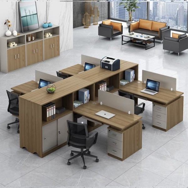 Meja Kantor Staf Desain Meja Kantor Eksekutif Kayu Workstation Kantor Komersial Disesuaikan Untuk