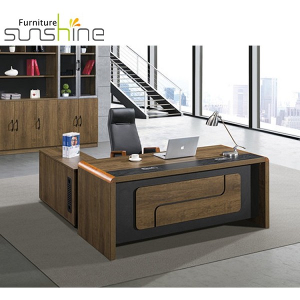 שולחן משרדי מעץ חדש בסגנון סיני בצורת L שולחן משרד מנהלים פשוט לבוס