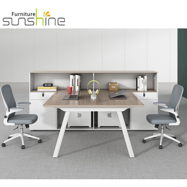 6 Person Workstation Small L Shaped Mdf Table Under Desk With Security Locks For Convenient Storage 